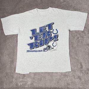 Gray Let 'Er Rip Indianapolis Colts Football T-shirt 1995 Size XL Sportswear